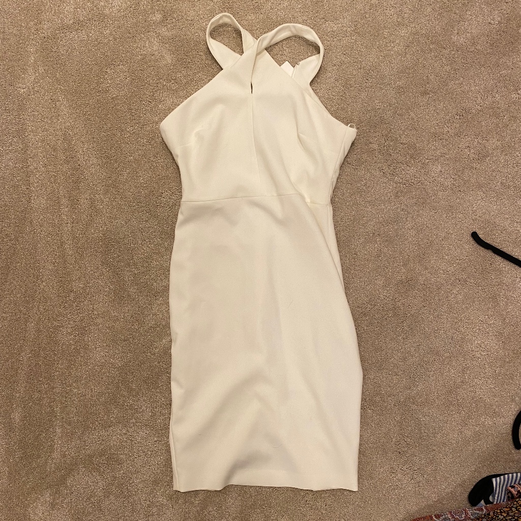 Cross Neck Rehearsal Dinner Dress